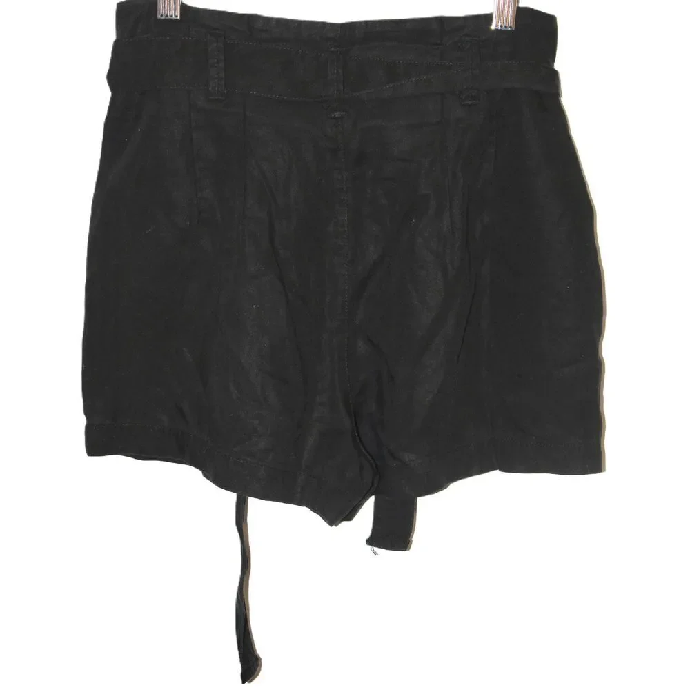Womens Abercrombie & Fitch Black High Rise High Waisted Paperbag Shorts Size S
